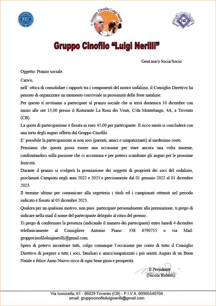 pranzo sociale gruppo cinofilo LN 2023