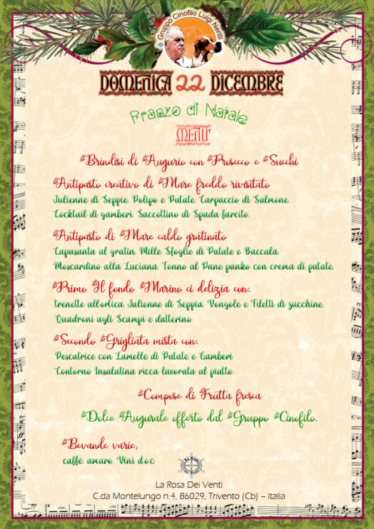 Menù pranzo sociale Gruppo Cinofilo Luigi Nerilli 2024 Gruppo Cinofilo Luigi Nerilli 2024 Menù pranzo sociale